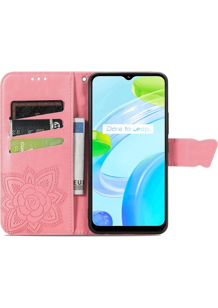 Realme C30 Kelebek Kanatları Narin Çiçekler Darbeye Dayanıklı Deri Telefon Kılıfı (Yurt Dışından) fırsatları