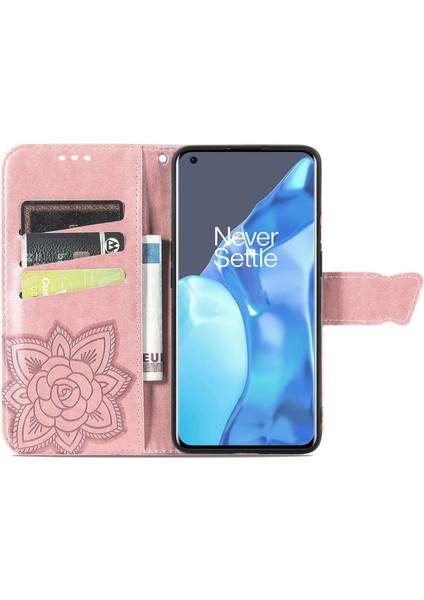 Oneplus 9 Pro Kelebek Kanatları Narin Çiçekler Darbeye Dayanıklı Deri Telefon Kılıfı (Yurt Dışından)
