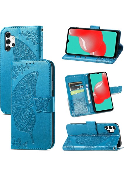 Samsung Galaxy A32 4g Kelebek Kanatları Narin Çiçekler Flip Darbeye Dayanıklı Deri Telefon Kılıfı ile Uyumlu (Yurt Dışından)