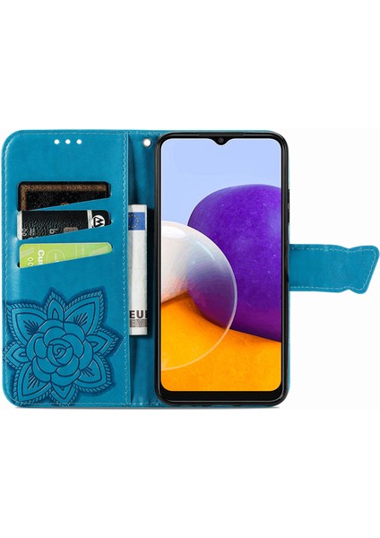 Samsung Galaxy A22 5g Kelebek Kanatları Narin Çiçekler Flip Darbeye Dayanıklı Deri Telefon Kılıfı ile Uyumlu (Yurt Dışından) modelleri