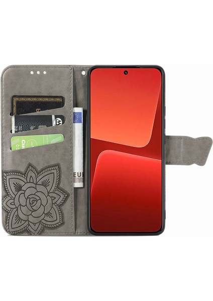 BDT Boutique Xiaomi 13 Kelebek Kanatları Narin Çiçekler Flip Darbeye Dayanıklı Deri Telefon Kılıfı ile Uyumlu (Yurt Dışından)