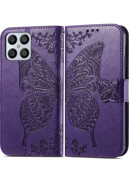 Honor X8 4g Kelebek Kanatları Narin Çiçekler Flip Darbeye Dayanıklı Deri Telefon Kılıfı ile Uyumlu (Yurt Dışından) modelleri