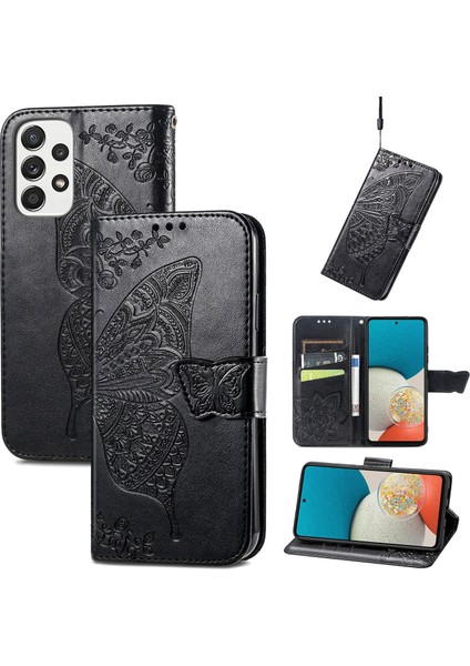 Samsung Galaxy A53 5g Kelebek Kanatları Narin Çiçekler Flip Darbeye Dayanıklı Deri Telefon Kılıfı ile Uyumlu (Yurt Dışından)