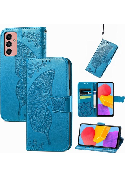 Samsung Galaxy M13 4g Kelebek Kanatları Narin Çiçekler Flip Darbeye Dayanıklı Deri Telefon Kılıfı ile Uyumlu (Yurt Dışından)