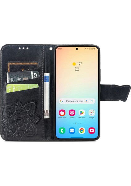 Samsung Galaxy S24 Kelebek Kanatları Narin Çiçekler Flip Darbeye Dayanıklı Deri Telefon Kılıfı ile Uyumlu (Yurt Dışından) fırsatları