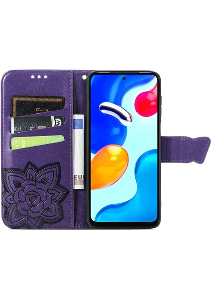 Xiaomi Redmi Note 11 4G/11S Kelebek Kanatları Narin Çiçekler Flip Darbeye Dayanıklı Deri Telefon Kılıfı ile Uyumlu (Yurt Dışından)