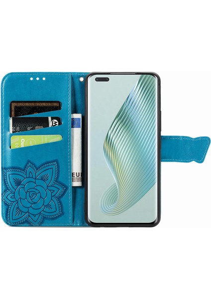 Honor Magic 5 Pro Kelebek Kanatları Narin Çiçekler Flip Darbeye Dayanıklı Deri Telefon Kılıfı ile Uyumlu (Yurt Dışından)
