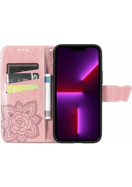 iPhone 13 Pro Kelebek Kanatları Narin Çiçekler Flip Darbeye Dayanıklı Deri Telefon Kılıfı ile Uyumlu (Yurt Dışından) fırsatları