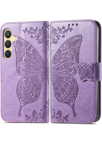 Samsung Galaxy S24 Kelebek Kanatları Narin Çiçekler Flip Darbeye Dayanıklı Deri Telefon Kılıfı ile Uyumlu (Yurt Dışından) modelleri