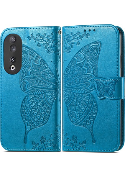 Honor 90 5g Kelebek Kanatları Narin Çiçekler Flip Darbeye Dayanıklı Deri Telefon Kılıfı ile Uyumlu (Yurt Dışından)