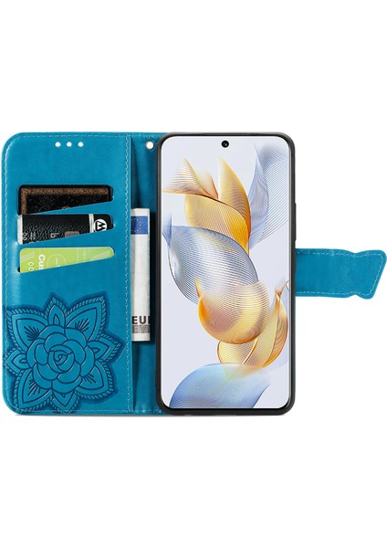 Honor 90 5g Kelebek Kanatları Narin Çiçekler Flip Darbeye Dayanıklı Deri Telefon Kılıfı ile Uyumlu (Yurt Dışından)