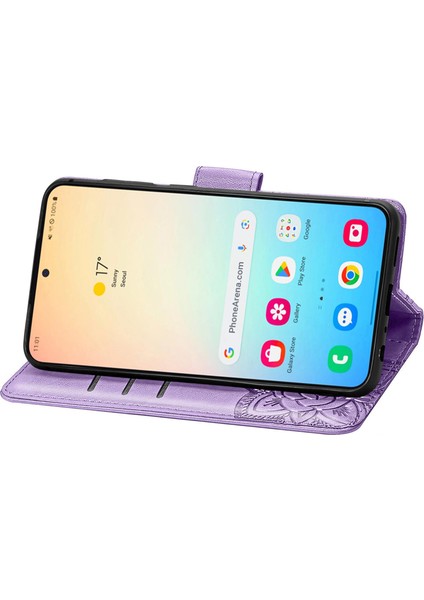 Samsung Galaxy S24 Kelebek Kanatları Narin Çiçekler Flip Darbeye Dayanıklı Deri Telefon Kılıfı ile Uyumlu (Yurt Dışından) indirimleri