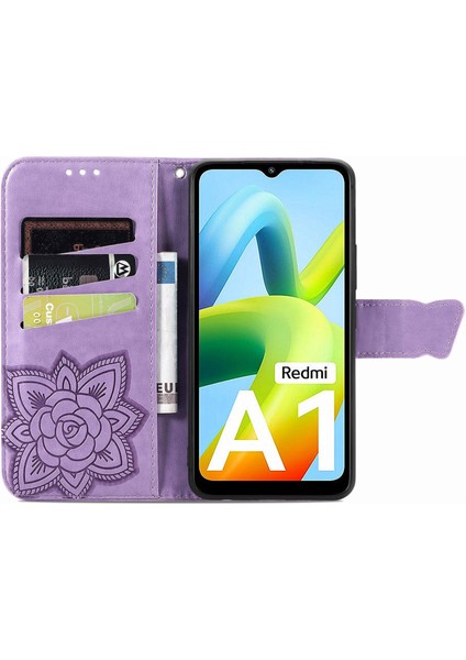 Xiaomi Redmi A1 Kelebek Kanatları Narin Çiçekler Darbeye Dayanıklı Deri Telefon Kılıfı (Yurt Dışından) modelleri