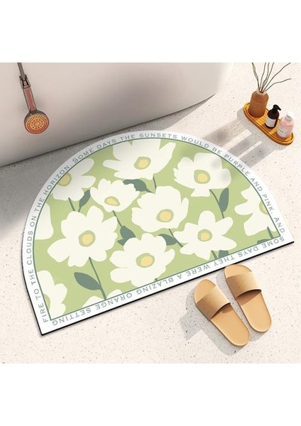 Yağlı Boya Yumuşak Diatom Çamur Emici Pad, Banyo Tuvalet Kapısı Banyo Kaymaz Hızlı Kuruyan Yarı Dairesel Ayak Mat Halı (Yurt Dışından)