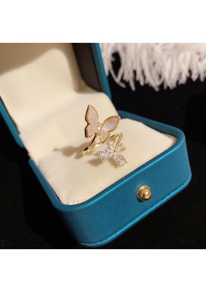 Hafif Lüks Kabuklu Kelebek Yüzük, Basit Tasarımlı Ayarlanabilir Yüzük (Yurt Dışından) fiyatları