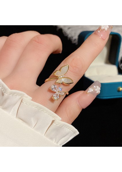 Hafif Lüks Kabuklu Kelebek Yüzük, Basit Tasarımlı Ayarlanabilir Yüzük (Yurt Dışından) modelleri