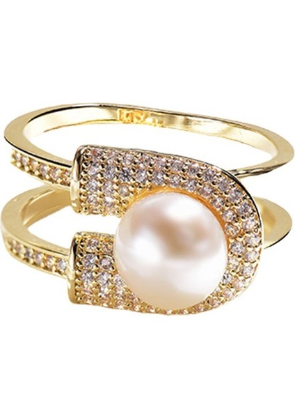 Zirkonya Inci Yüzük, Şık ve Narin Açık Uçlu Yüzük (Yurt Dışından)