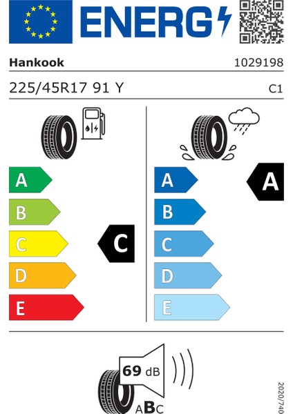 225/45 R17 91Y Ventus Prime 4 K135 Oto Yaz Lastiği (Üretim Yılı:2024)