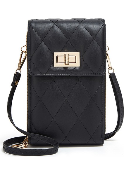 Kadın Elmas Izgara Kilitli Omuz Telefon Çantası (Yurt Dışından)