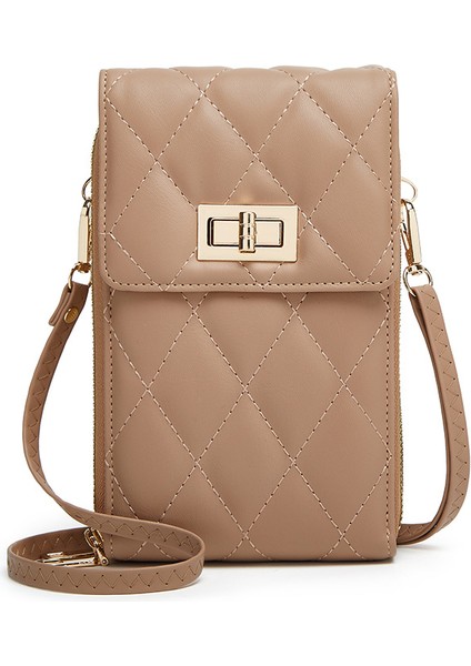 Kadın Elmas Izgara Kilitli Omuz Telefon Çantası (Yurt Dışından)