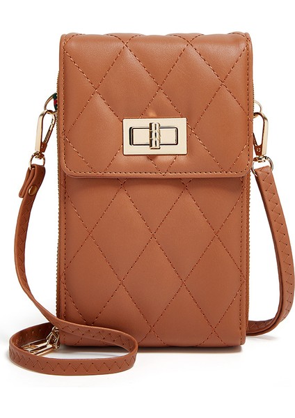 Kadın Elmas Izgara Kilitli Omuz Telefon Çantası (Yurt Dışından)