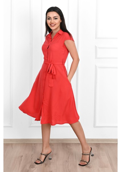 Kadın Kolsuz Düğmeli Kuşaklı Elbise 5175-23 modelleri