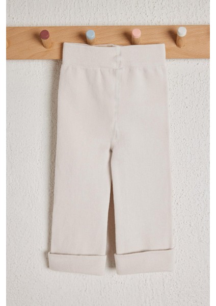 Çocuk Pamuklu Tayt Pantolon Ekru modelleri