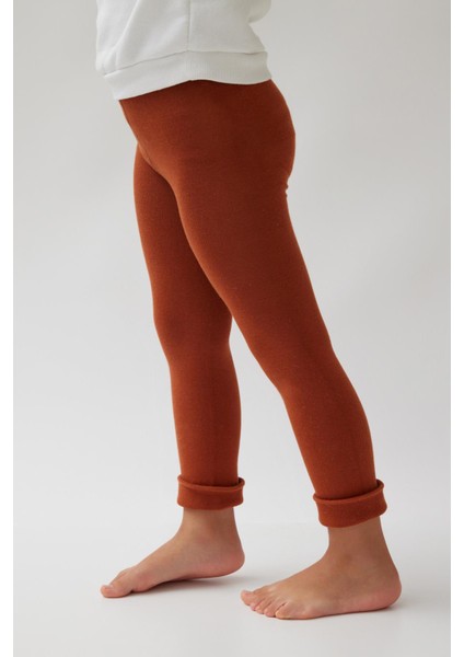 Çocuk Pamuklu Tayt Pantolon Kiremit modelleri