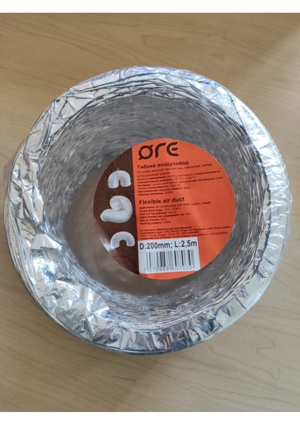Ore Ø200MM Izolesiz Alü.shine Flexible Hava Kanalı 2,5 Metre