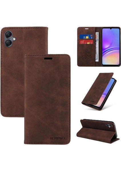 Samsung Galaxy A05 Manyetik Pu Deri Folio Cüzdan Koruyucu Kılıf (Yurt Dışından)