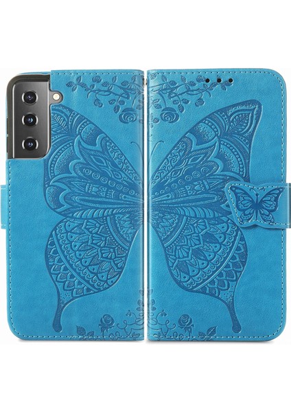 Samsung Galaxy S22 Kelebek Kanatları Narin Çiçekler Flip Darbeye Dayanıklı Deri Telefon Kılıfı ile Uyumlu (Yurt Dışından) modelleri