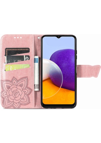Samsung Galaxy A22 5g Kelebek Kanatları Narin Çiçekler Flip Darbeye Dayanıklı Deri Telefon Kılıfı ile Uyumlu (Yurt Dışından) modelleri