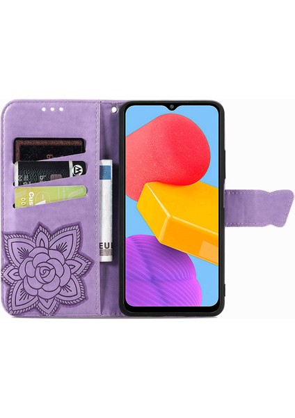 Samsung Galaxy M13 4g Kelebek Kanatları Narin Çiçekler Flip Darbeye Dayanıklı Deri Telefon Kılıfı ile Uyumlu (Yurt Dışından) fırsatları