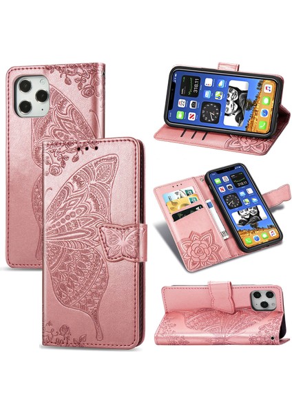 iPhone 12 Pro Max Kelebek Kanatları Narin Çiçekler Flip Darbeye Dayanıklı Deri Telefon Kılıfı ile Uyumlu (Yurt Dışından)