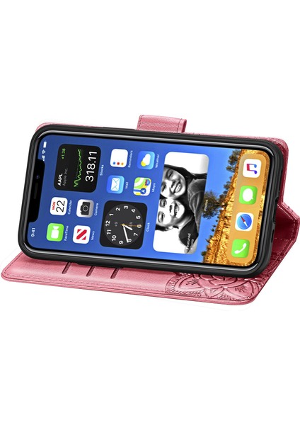 iPhone 12 Pro Max Kelebek Kanatları Narin Çiçekler Flip Darbeye Dayanıklı Deri Telefon Kılıfı ile Uyumlu (Yurt Dışından)