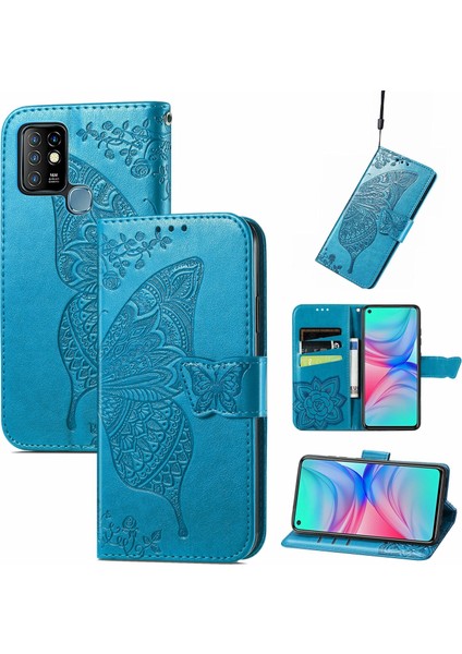 Infinix Hot 10 Kelebek Kanatları Narin Çiçekler Darbeye Dayanıklı Deri Telefon Kılıfı (Yurt Dışından)