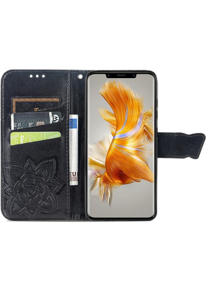 BDT Boutique Huawei Mate 50 Pro Kelebek Kanatları Narin Çiçekler Flip Darbeye Dayanıklı Deri Telefon Kılıfı ile Uyumlu (Yurt Dışından)