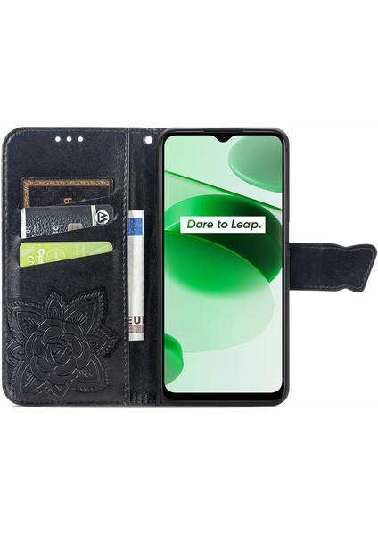 Realme C35 Kelebek Kanatları Narin Çiçekler Darbeye Dayanıklı Deri Telefon Kılıfı (Yurt Dışından) fırsatları