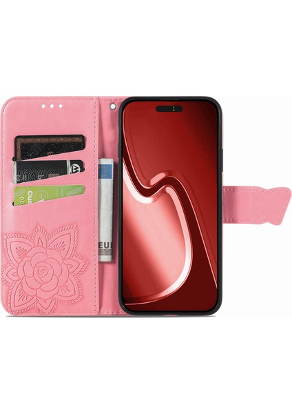 iPhone 15 Pro Kelebek Kanatları Narin Çiçekler Flip Darbeye Dayanıklı Deri Telefon Kılıfı ile Uyumlu (Yurt Dışından) fırsatları