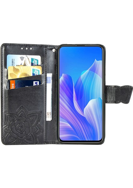 Huawei Y9A Kelebek Kanatları Narin Çiçekler Flip Darbeye Dayanıklı Deri Telefon Kılıfı ile Uyumlu (Yurt Dışından) indirimleri