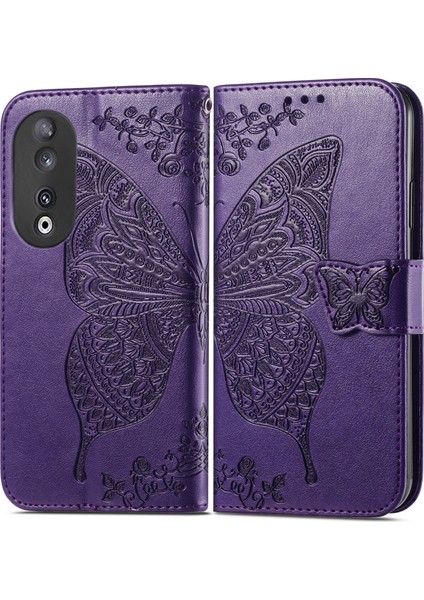 Honor 90 5g Kelebek Kanatları Narin Çiçekler Flip Darbeye Dayanıklı Deri Telefon Kılıfı ile Uyumlu (Yurt Dışından) modelleri