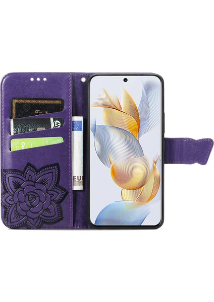 Honor 90 5g Kelebek Kanatları Narin Çiçekler Flip Darbeye Dayanıklı Deri Telefon Kılıfı ile Uyumlu (Yurt Dışından) fırsatları