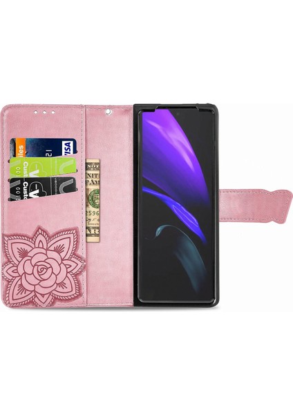 Samsung Galaxy Z Fold 2 Kelebek Kanatları Narin Çiçekler Flip Darbeye Dayanıklı Deri Telefon Kılıfı ile Uyumlu (Yurt Dışından) indirimleri