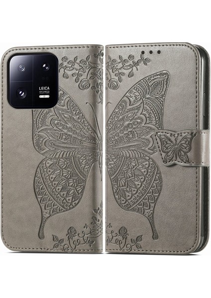 Xiaomi 13 Pro Kelebek Kanatları Narin Çiçekler Flip Darbeye Dayanıklı Deri Telefon Kılıfı ile Uyumlu (Yurt Dışından)
