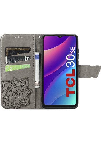 BDT Boutique Tcl 30 Se Kelebek Kanatları Narin Çiçekler Darbeye Dayanıklı Deri Telefon Kılıfı (Yurt Dışından)