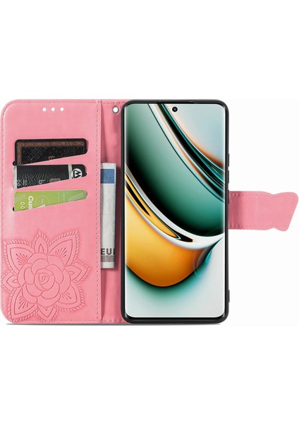 Realme 11 Pro Kelebek Kanatları Narin Çiçekler Darbeye Dayanıklı Deri Telefon Kılıfı (Yurt Dışından)