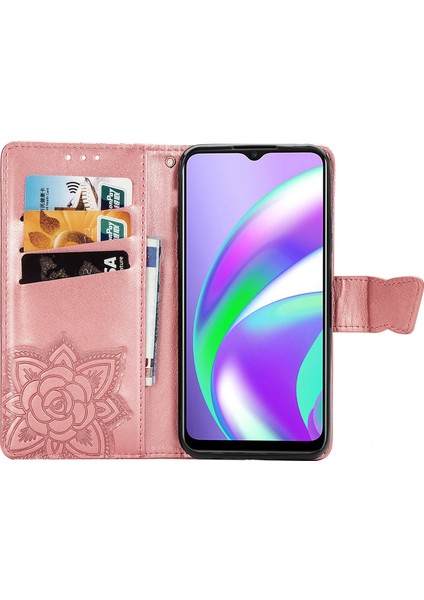 Realme C15/C12 Kelebek Kanatları Narin Çiçekler Darbeye Dayanıklı Deri Telefon Kılıfı (Yurt Dışından) indirimleri