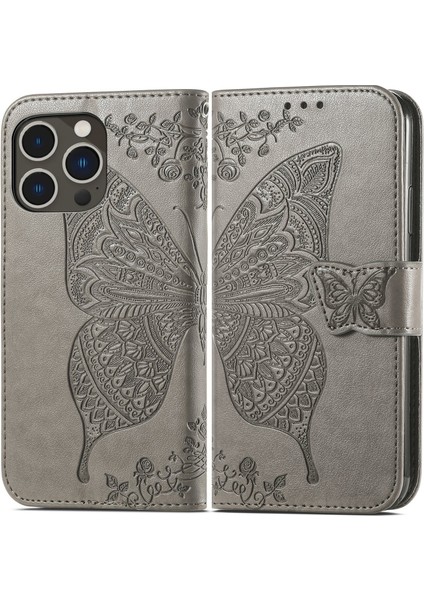 iPhone 14 Pro Kelebek Kanatları Narin Çiçekler Flip Darbeye Dayanıklı Deri Telefon Kılıfı ile Uyumlu (Yurt Dışından) modelleri