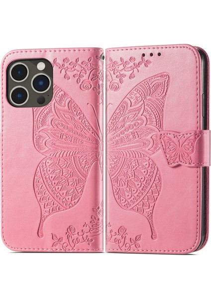 iPhone 14 Pro Kelebek Kanatları Narin Çiçekler Flip Darbeye Dayanıklı Deri Telefon Kılıfı ile Uyumlu (Yurt Dışından) modelleri