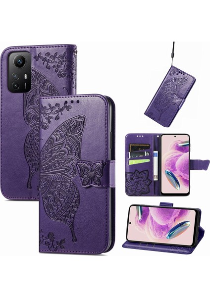 Xiaomi Redmi Note 12S Kelebek Kanatları Narin Çiçekler Flip Darbeye Dayanıklı Deri Telefon Kılıfı ile Uyumlu (Yurt Dışından)